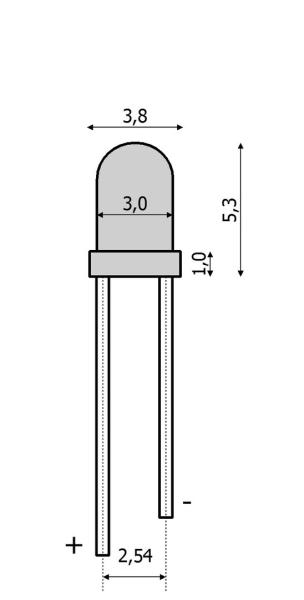 Tams Elektronik, LED 3mm, diffus, gelb, rot, grün, blau