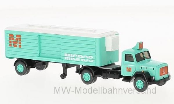 Wiking 052003, Kühlkoffersattelzug (Magirus) "Migros", Spur H0