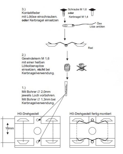 Lux-Modellbau 8885, Nachrüstbare Radkontaktsätze, Bausatz für 2 Drehgestelle, H0