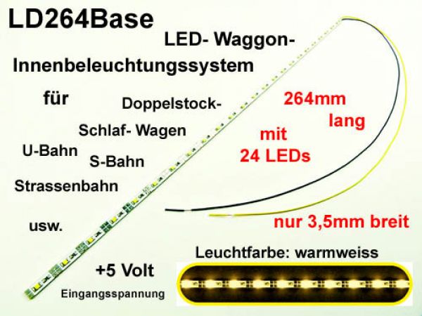Ruhrmodell M139, LED Waggonbeleuchtung LD264 Base, 5Volt, Warmweiss, H0, TT, N