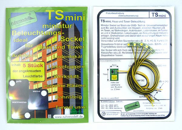 Ruhrmodell M086, TSmini SMD Beleuchtungssockel, warmweiss, 5er Pack