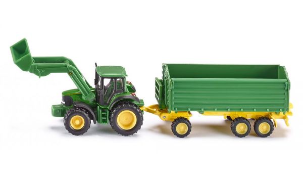 Siku 1843, John Deere mit Frontlader und Anhänger, Spur H0