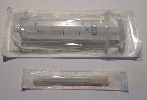 Spritzen-Set mit Kanüle, Einweg, 20 ml