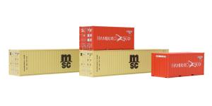 Igra Model, Spur H0, Container Set 2x 40ft + 2x 20ft, HAMBURG SÜD, MSC, 98010037
